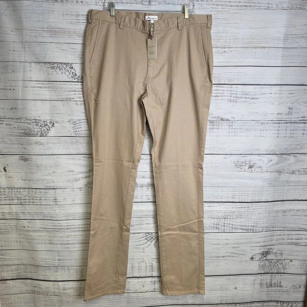 New Peter Millar Crown Pilot Twill Flat Front Trouser Khaki Chino Pants 38x37‎